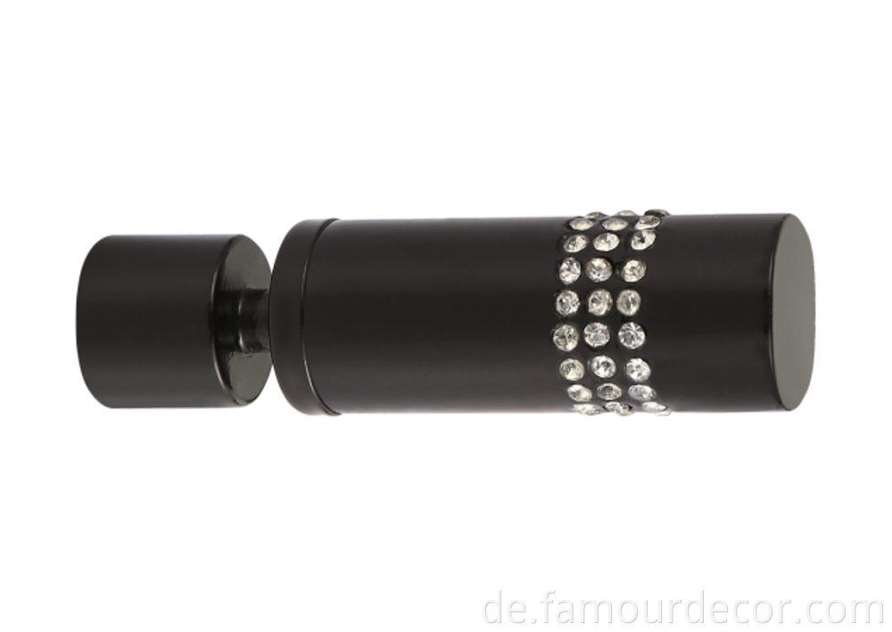 Black Aluminium Curtain Rod Set with Diamonds
